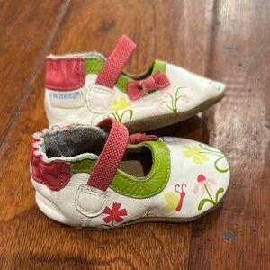 Robeez Pink and White Baby Walker Shoes with Strap